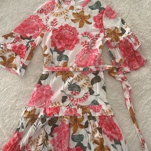 Petal & Pup Floral Asymmetrical Dress - Pink and Brown
